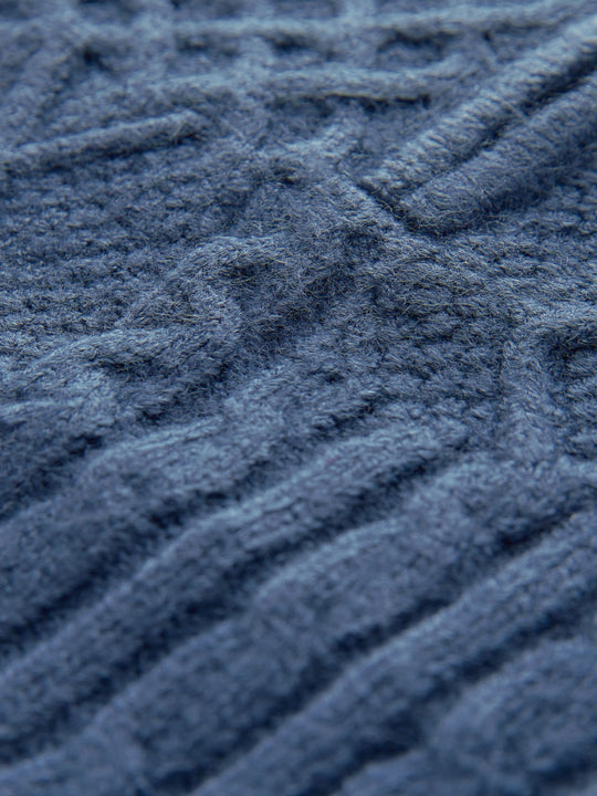 Navy Blue Cable Knit Zip Neck Jumper (3mths-7yrs)