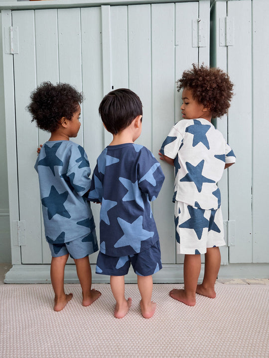Navy Blue/White Stars Short Pyjamas 3 Pack (9mths-12yrs)