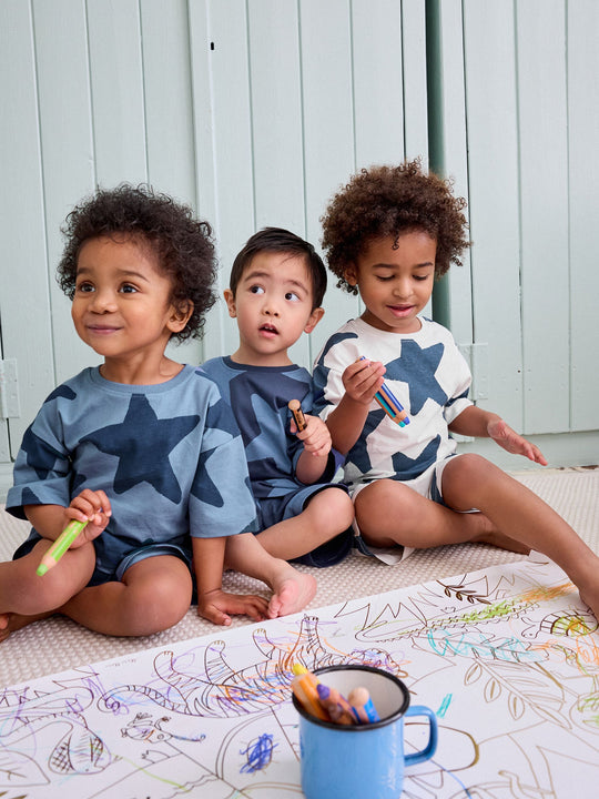 Navy Blue/White Stars Short Pyjamas 3 Pack (9mths-12yrs)