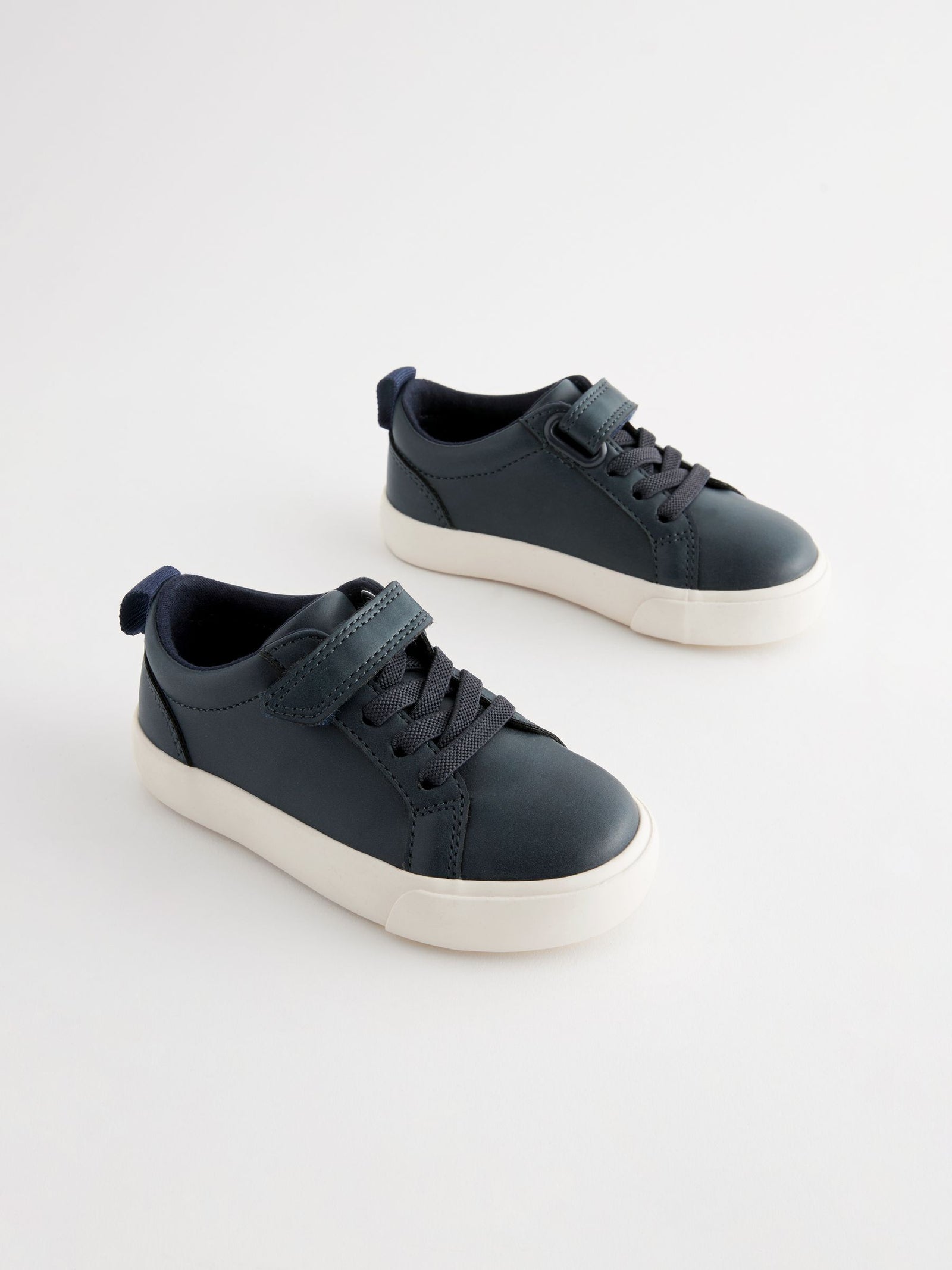 Navy Wide Fit (G) Touch Fastening Elastic Lace Trainers