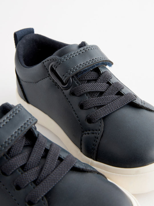 Navy Wide Fit (G) Touch Fastening Elastic Lace Trainers