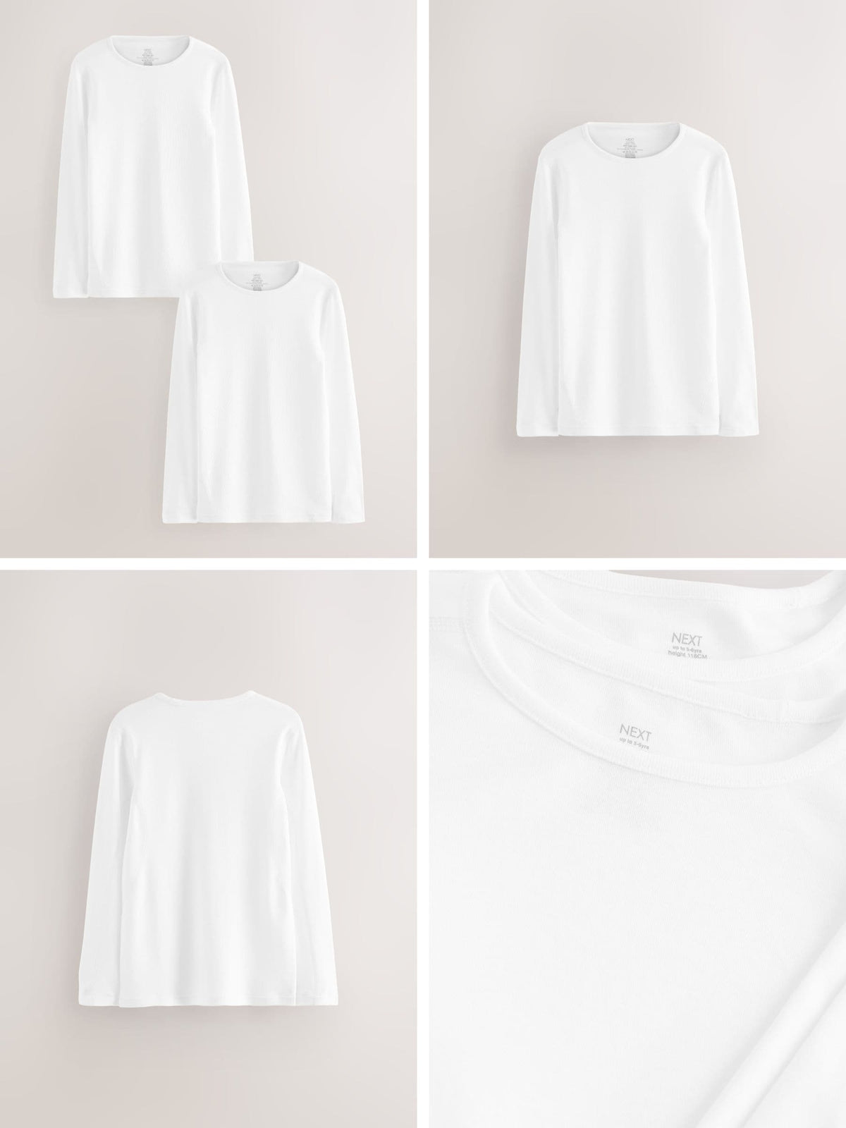 White Kind To Skin Long Sleeve T-Shirts 2 Pack (9mths-12yrs)