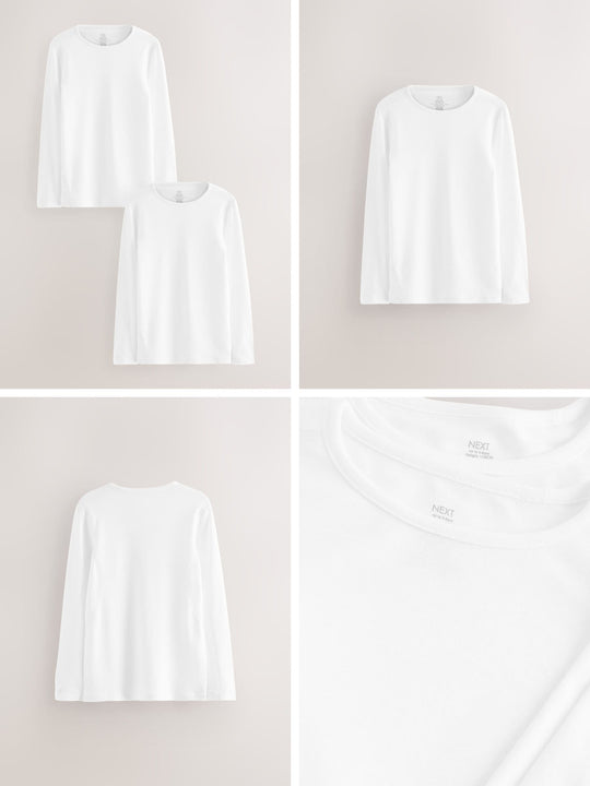 White Kind To Skin Long Sleeve T-Shirts 2 Pack (9mths-12yrs)