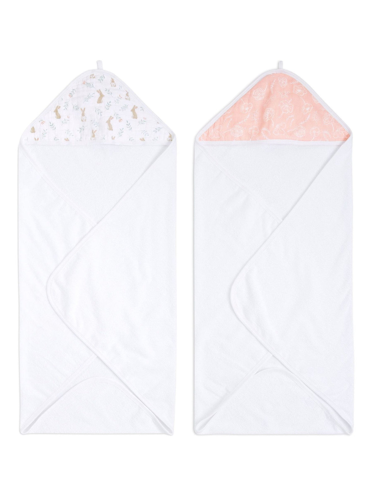 aden + anais Pink Essentials Hooded Blushing Bunnies 100% Cotton Towels 2 Pack