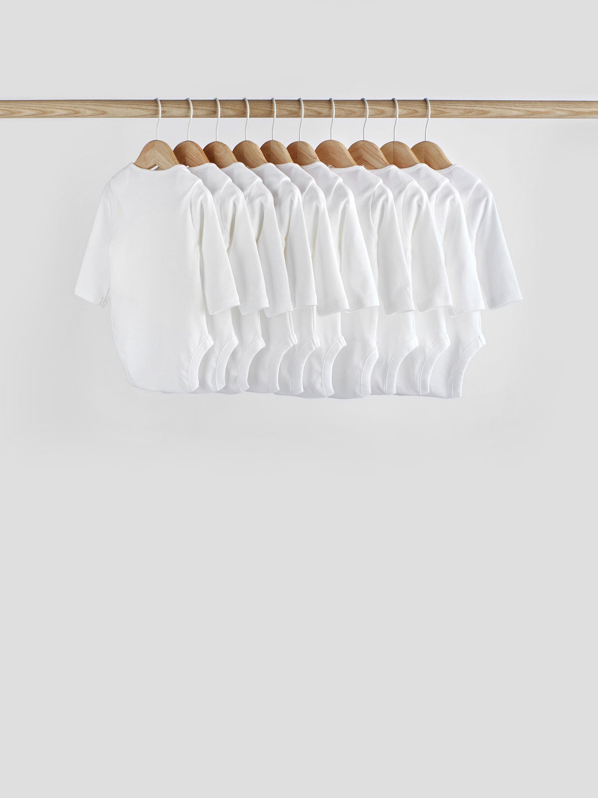 White 10 Pack Essential Baby Long Sleeve Bodysuits