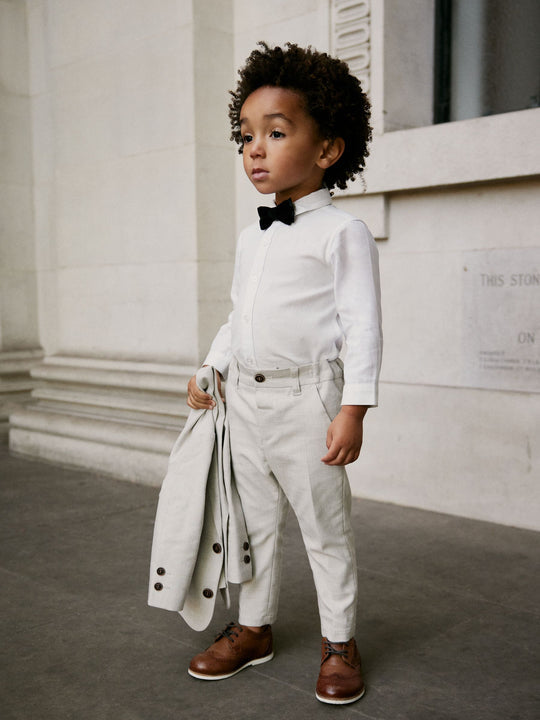 Neutral Blazer Shirt Trousers and Bow Tie Set (3mths-9yrs)