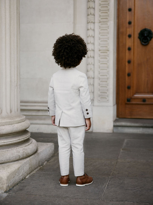 Neutral Blazer Shirt Trousers and Bow Tie Set (3mths-9yrs)