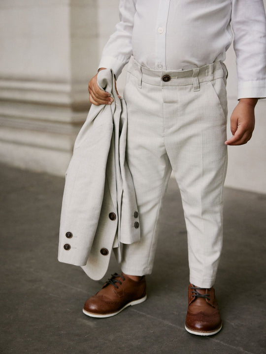 Neutral Blazer Shirt Trousers and Bow Tie Set (3mths-9yrs)