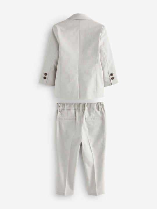 Neutral Blazer Shirt Trousers and Bow Tie Set (3mths-9yrs)