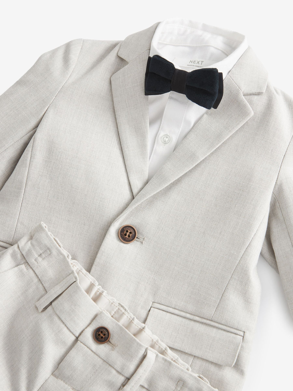Neutral Blazer, Shirt & Trouser Set Blazer Shirt Trousers and Bow Tie Set (3mths-12yrs)