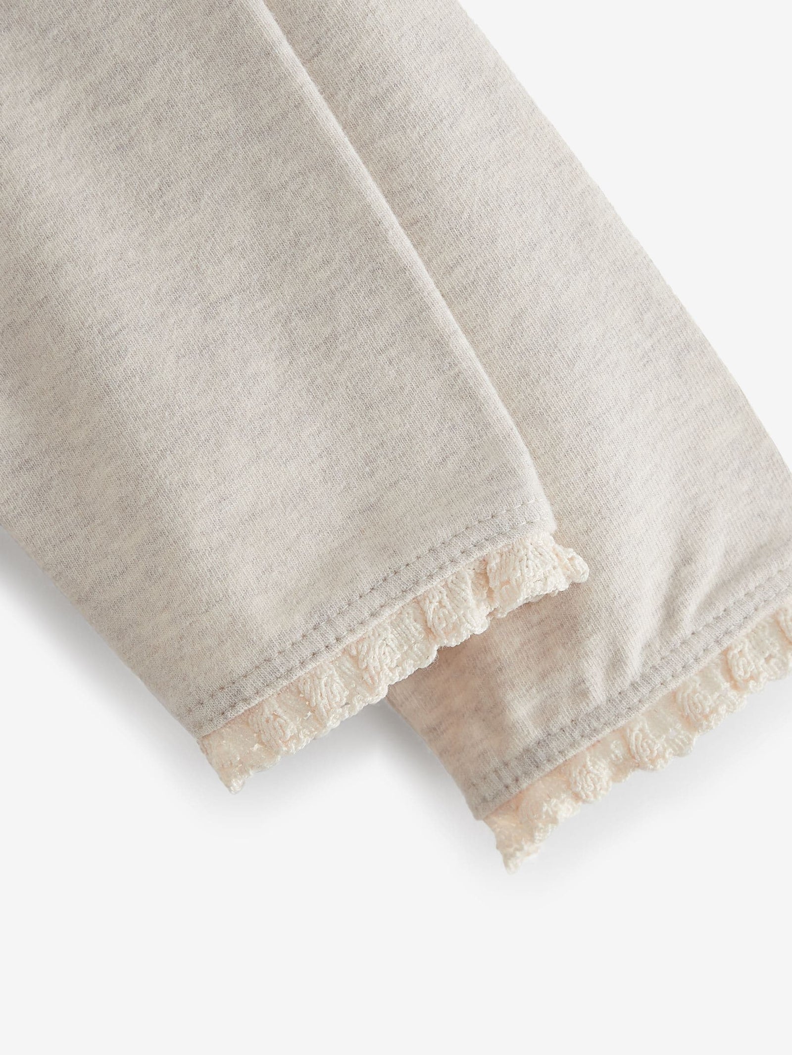 Oatmeal Cream Lace Trim Leggings (3mths-7yrs)