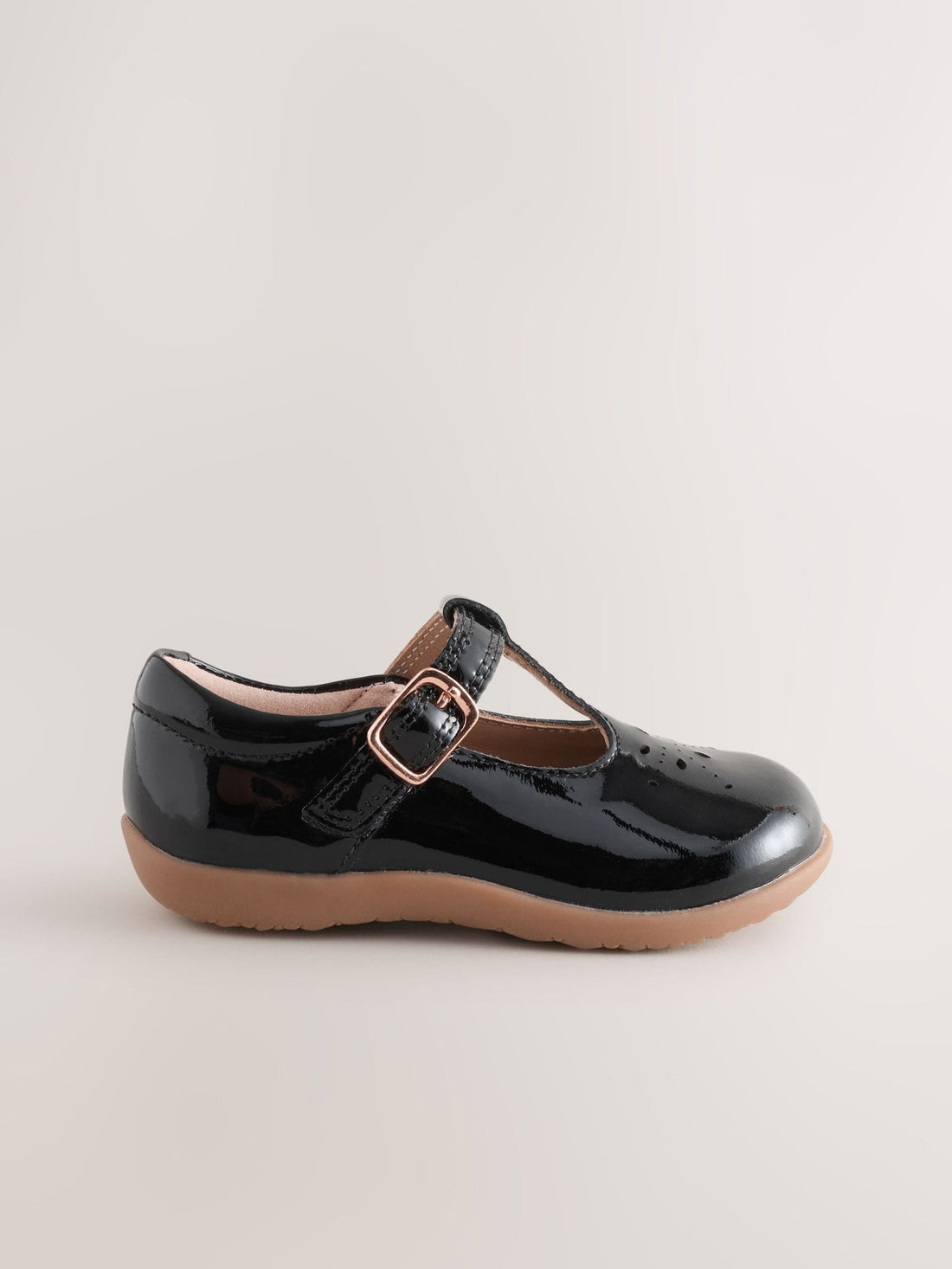 Black Patent Leather Wide Fit (G) First Walker T-Bar Touch Fastening Shoes