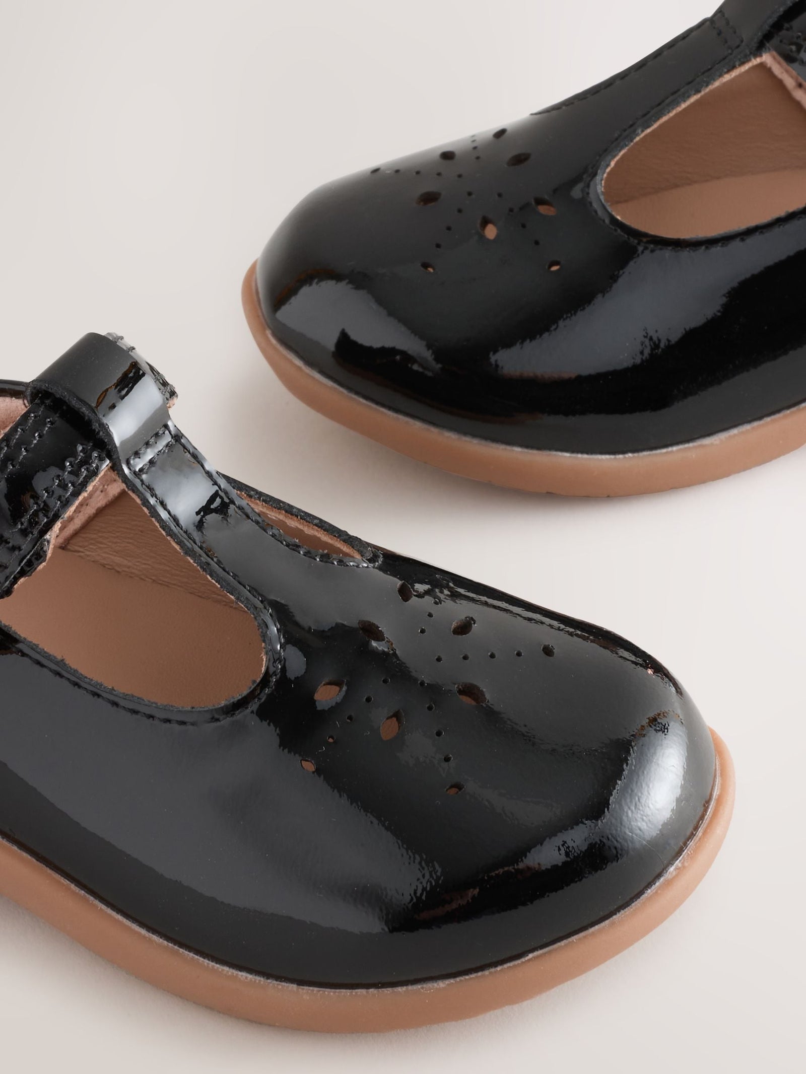 Black Patent Leather Wide Fit (G) First Walker T-Bar Touch Fastening Shoes