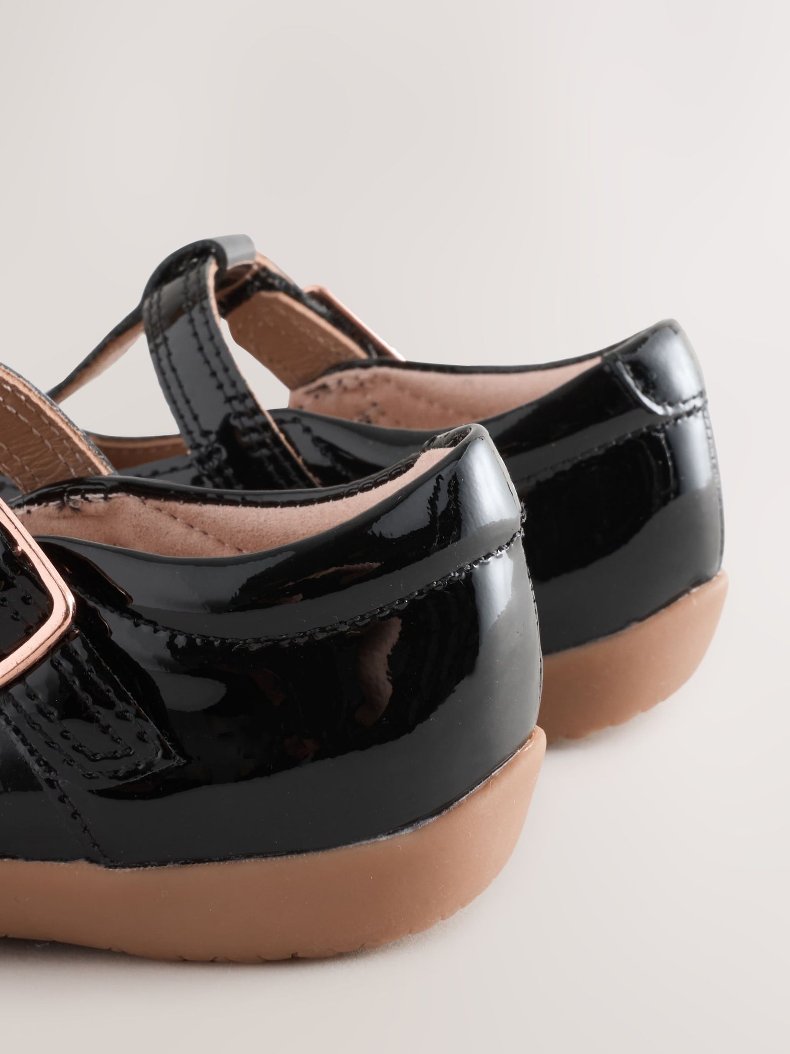 Black Patent Leather Wide Fit (G) First Walker T-Bar Touch Fastening Shoes