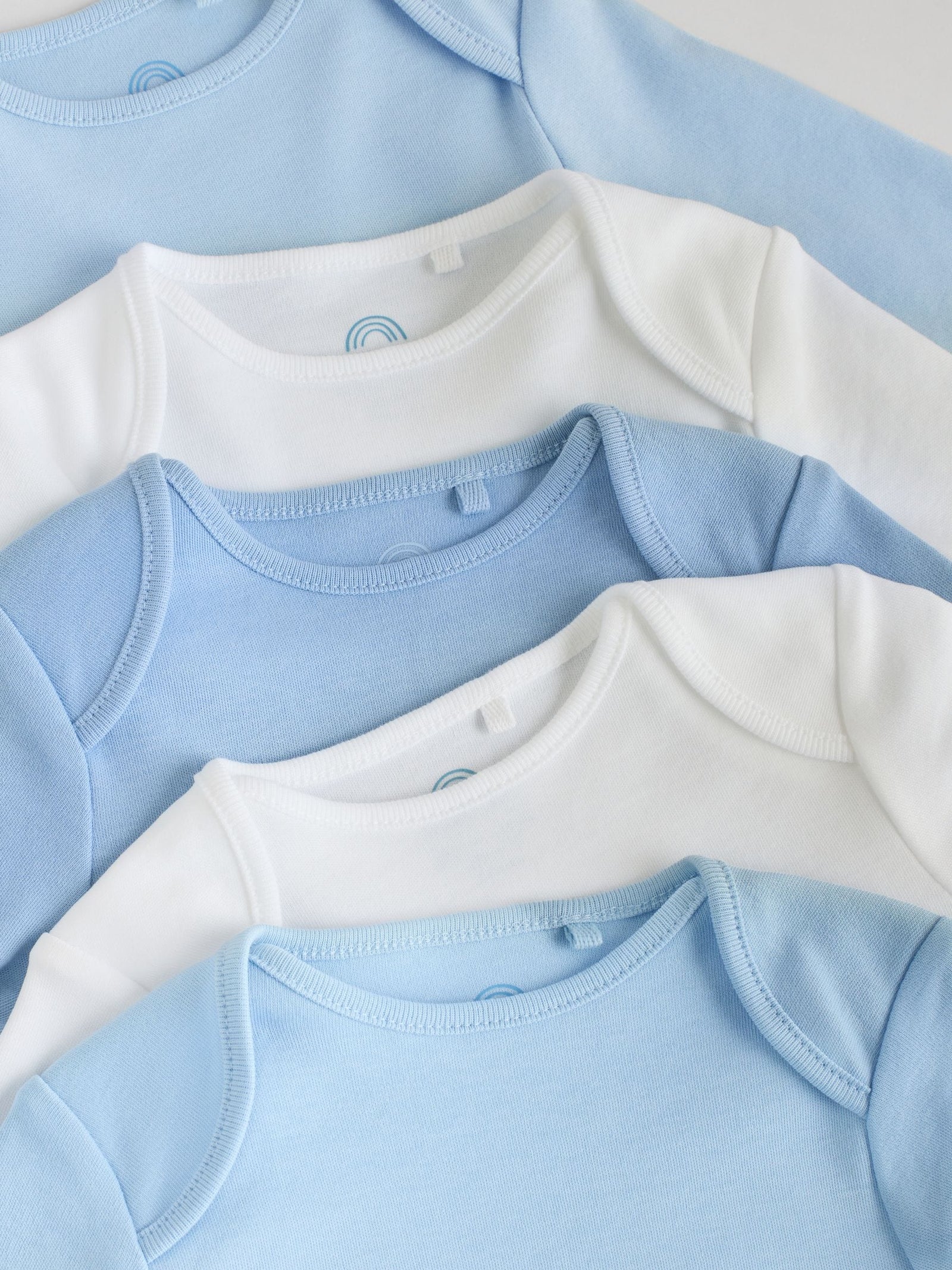 Blue 5 Pack Baby Long Sleeve Bodysuits