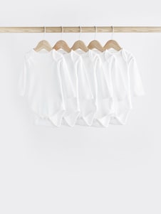 White 7 Pack Baby Strappy Bodysuits