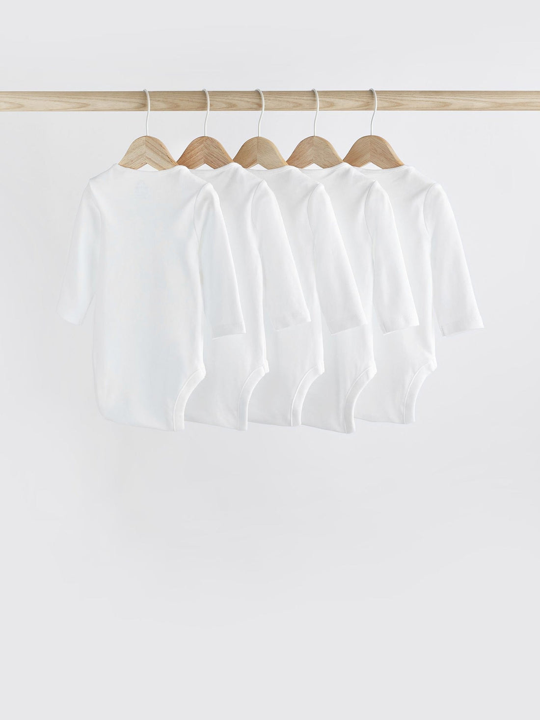White 5 Pack Essential Baby Long Sleeve Bodysuits