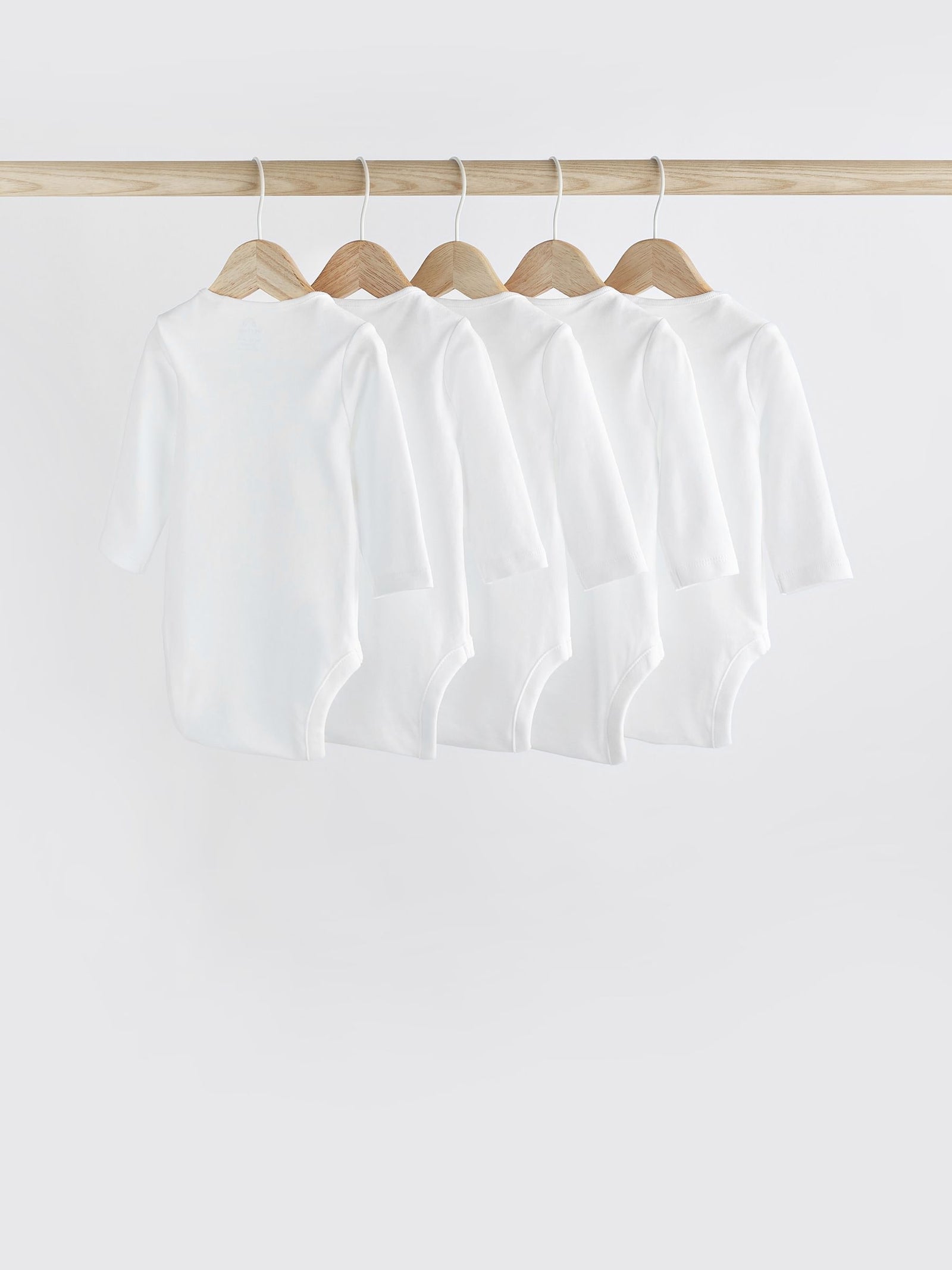 White 5 Pack Essential Baby Long Sleeve Bodysuits