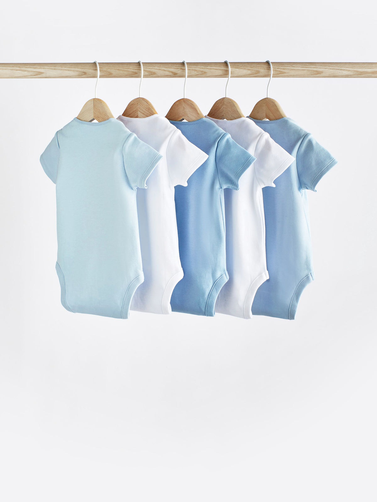 Blue/White Short Sleeve Baby Bodysuits 5 Pack
