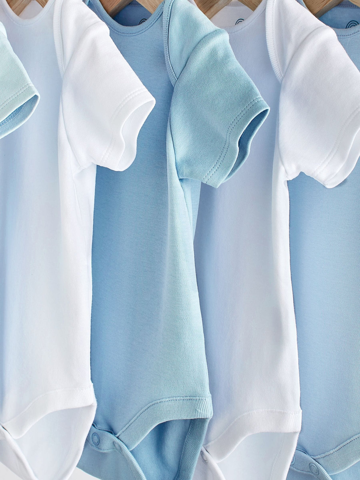 Blue/White Short Sleeve Baby Bodysuits 5 Pack