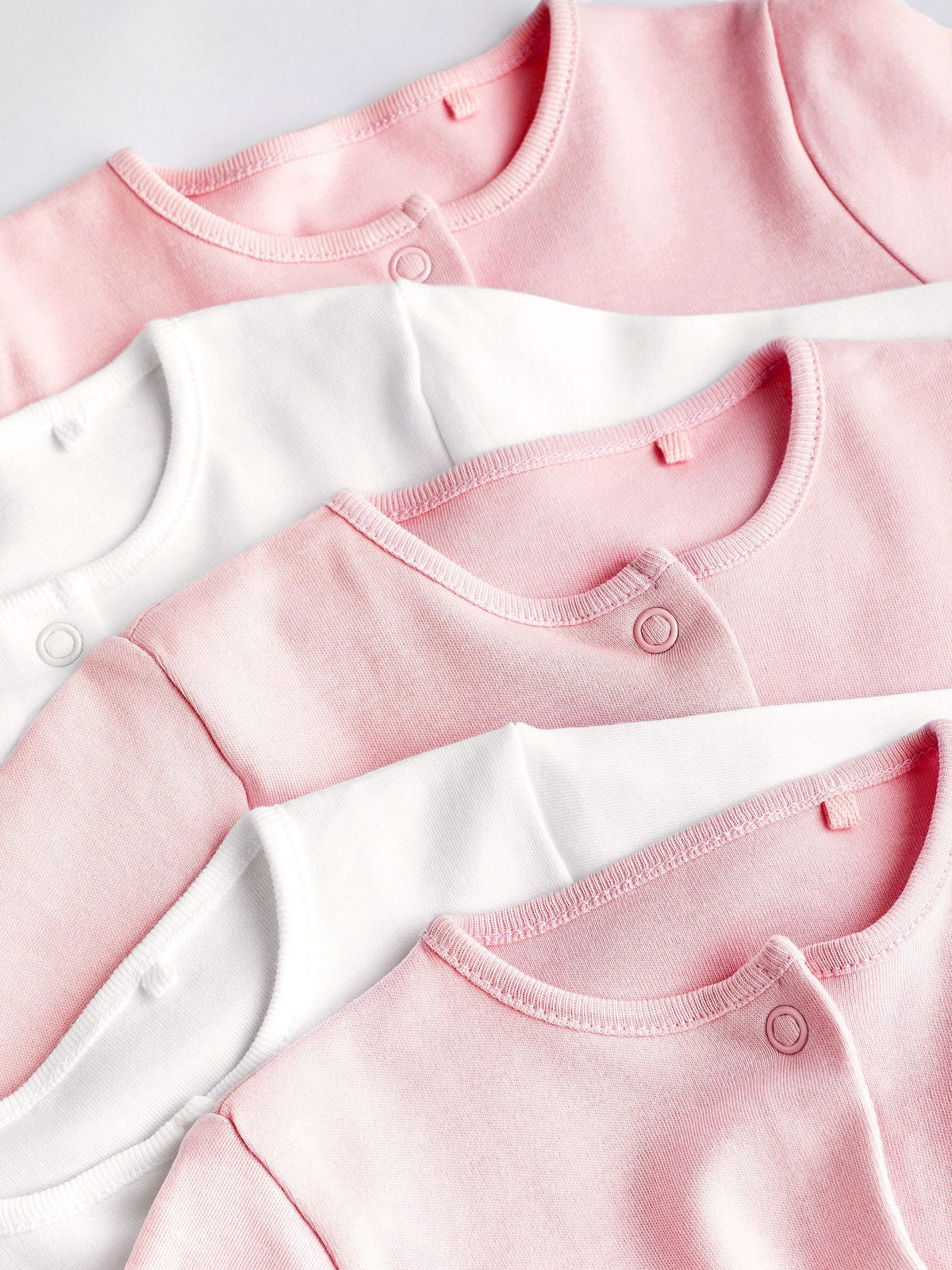 Pink/White 5 Pack Baby Sleepsuits (0-2yrs)