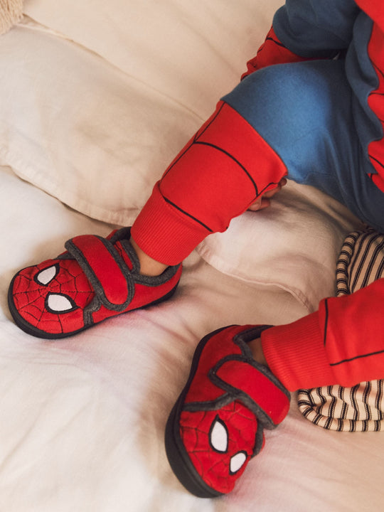 Red Spiderman Marvel Touch Fastening Cupsole Print Slippers