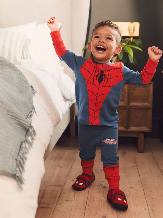 Red Spiderman Marvel Touch Fastening Cupsole Print Slippers