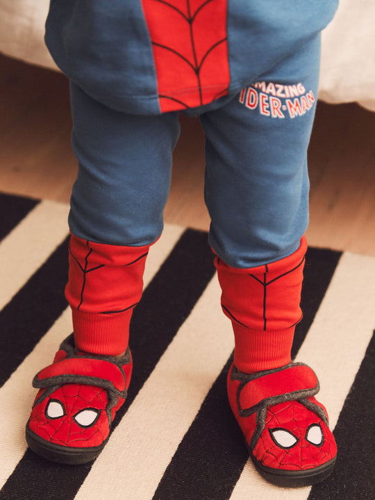 Red Spiderman Marvel Touch Fastening Cupsole Print Slippers