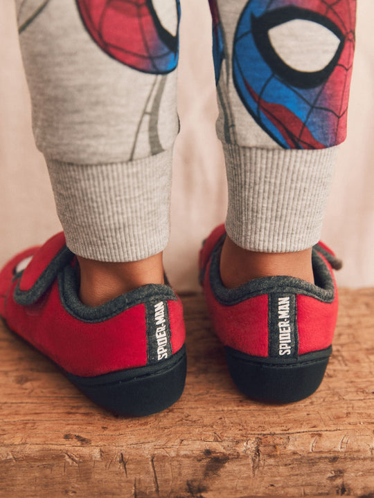 Red Spiderman Marvel Touch Fastening Cupsole Print Slippers
