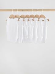 White 7 Pack Baby Strappy Bodysuits