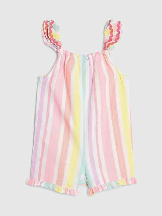 River Island Pink Stripe Embroidered Romper