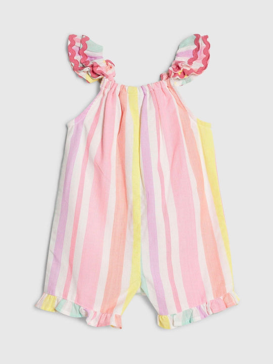River Island Pink Stripe Embroidered Romper