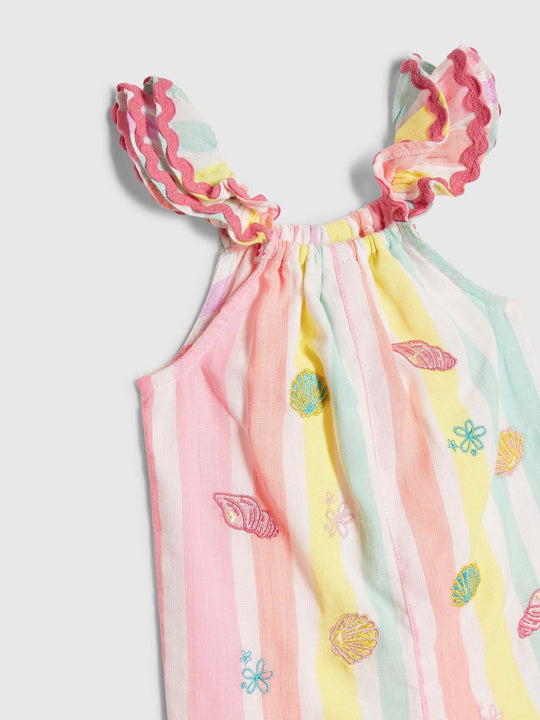 River Island Pink Stripe Embroidered Romper