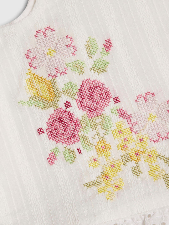 River Island White Knitted Floral Romper Set