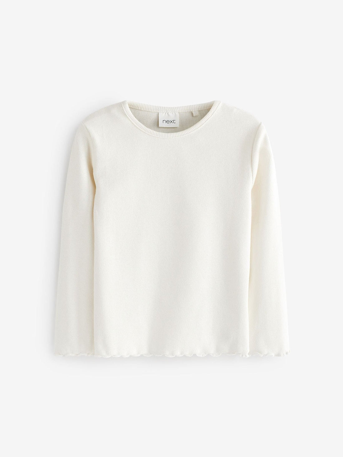 Ecru White Cotton Rich Long Sleeve Rib T-Shirt (3mths-7yrs)