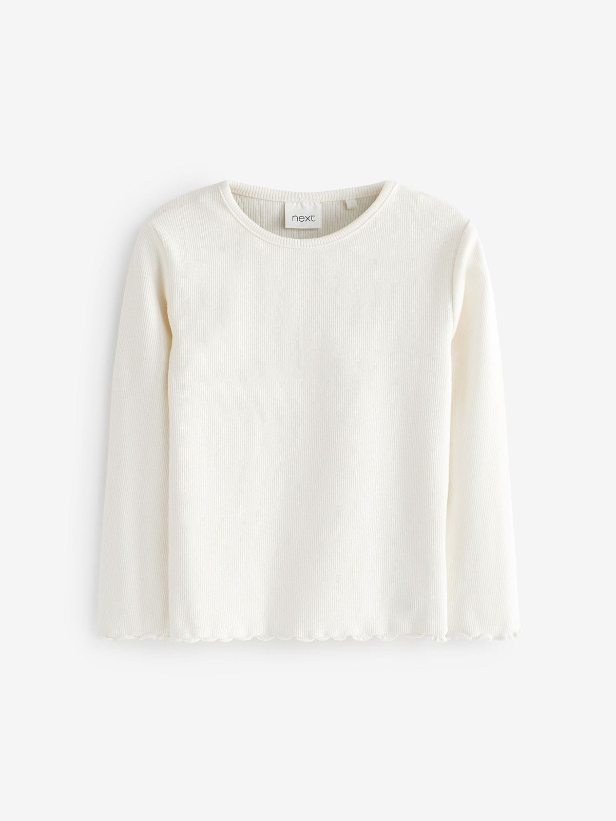 Ecru White Cotton Rich Long Sleeve Rib T-Shirt (3mths-7yrs)