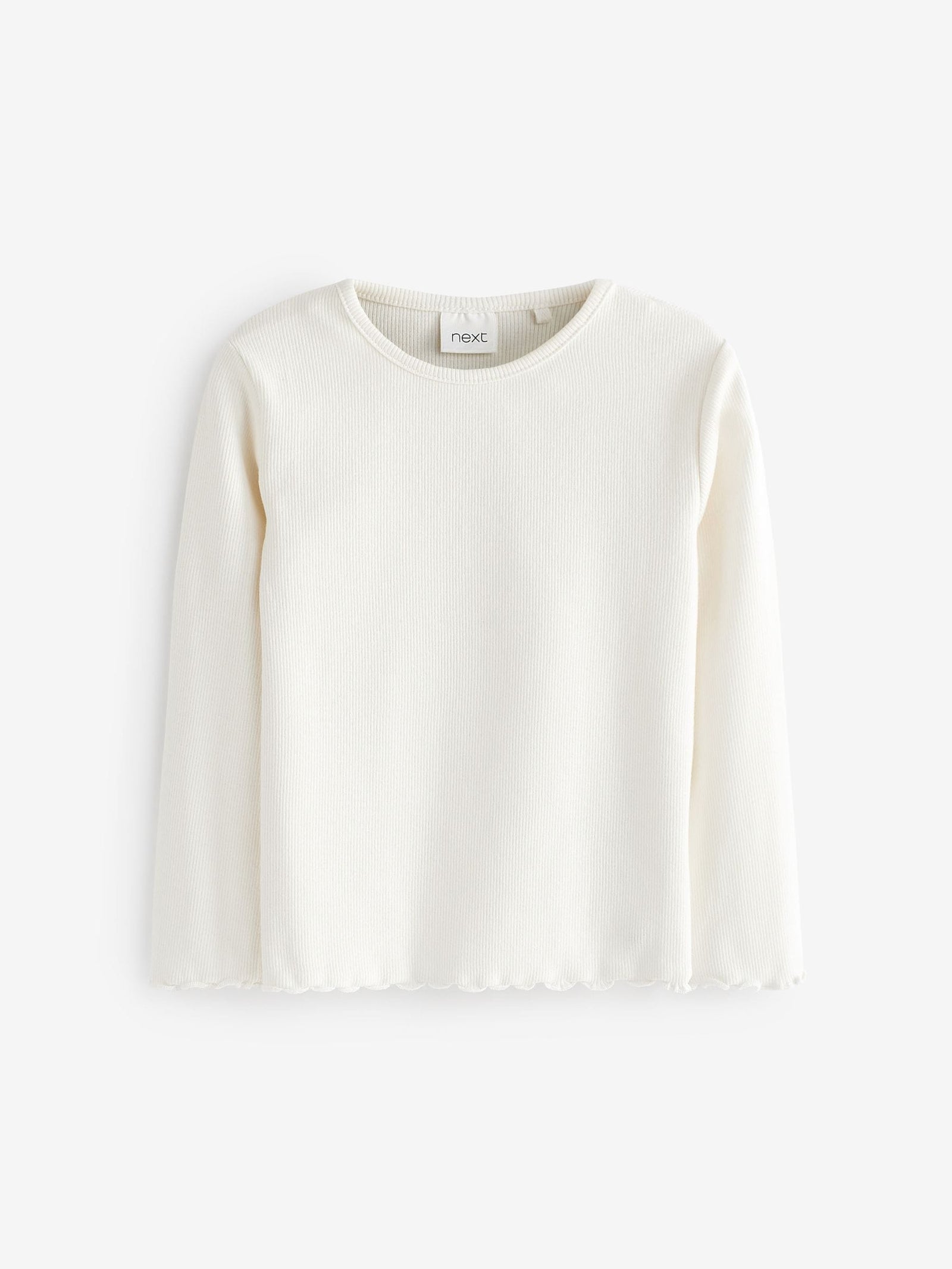 Ecru White Cotton Rich Long Sleeve Rib T-Shirt (3mths-7yrs)