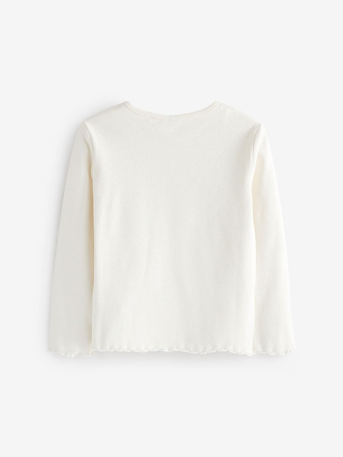 Ecru White Cotton Rich Long Sleeve Rib T-Shirt (3mths-7yrs)