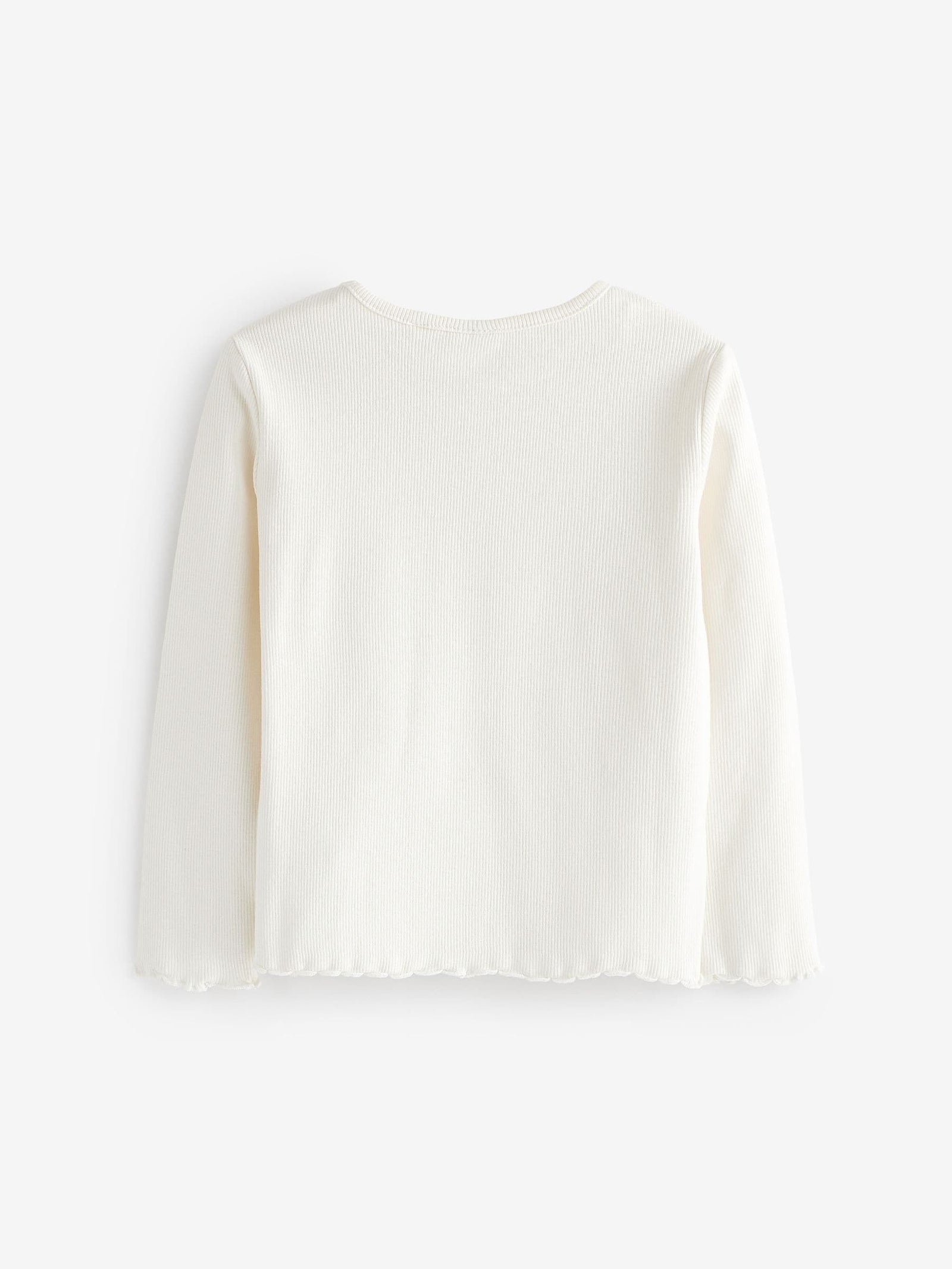 Ecru White Cotton Rich Long Sleeve Rib T-Shirt (3mths-7yrs)