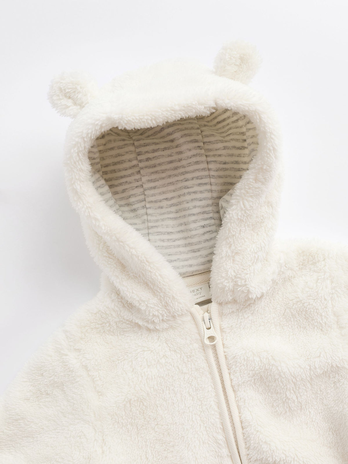 Ecru Baby Cosy Fleece Hooded All-In-One (0-18mths)