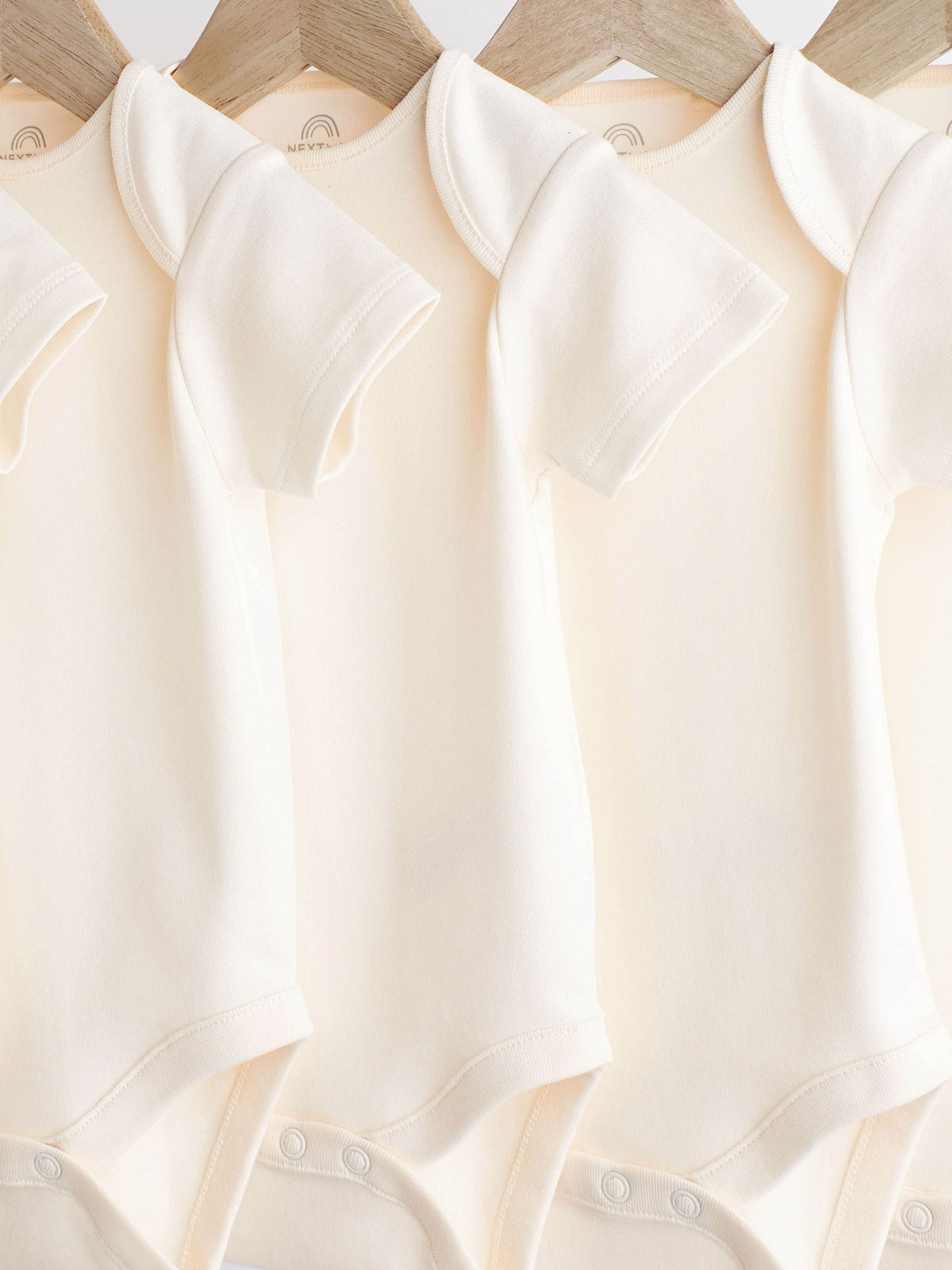 Cream Essential Baby Short Sleeve Bodysuits 5 Pack
