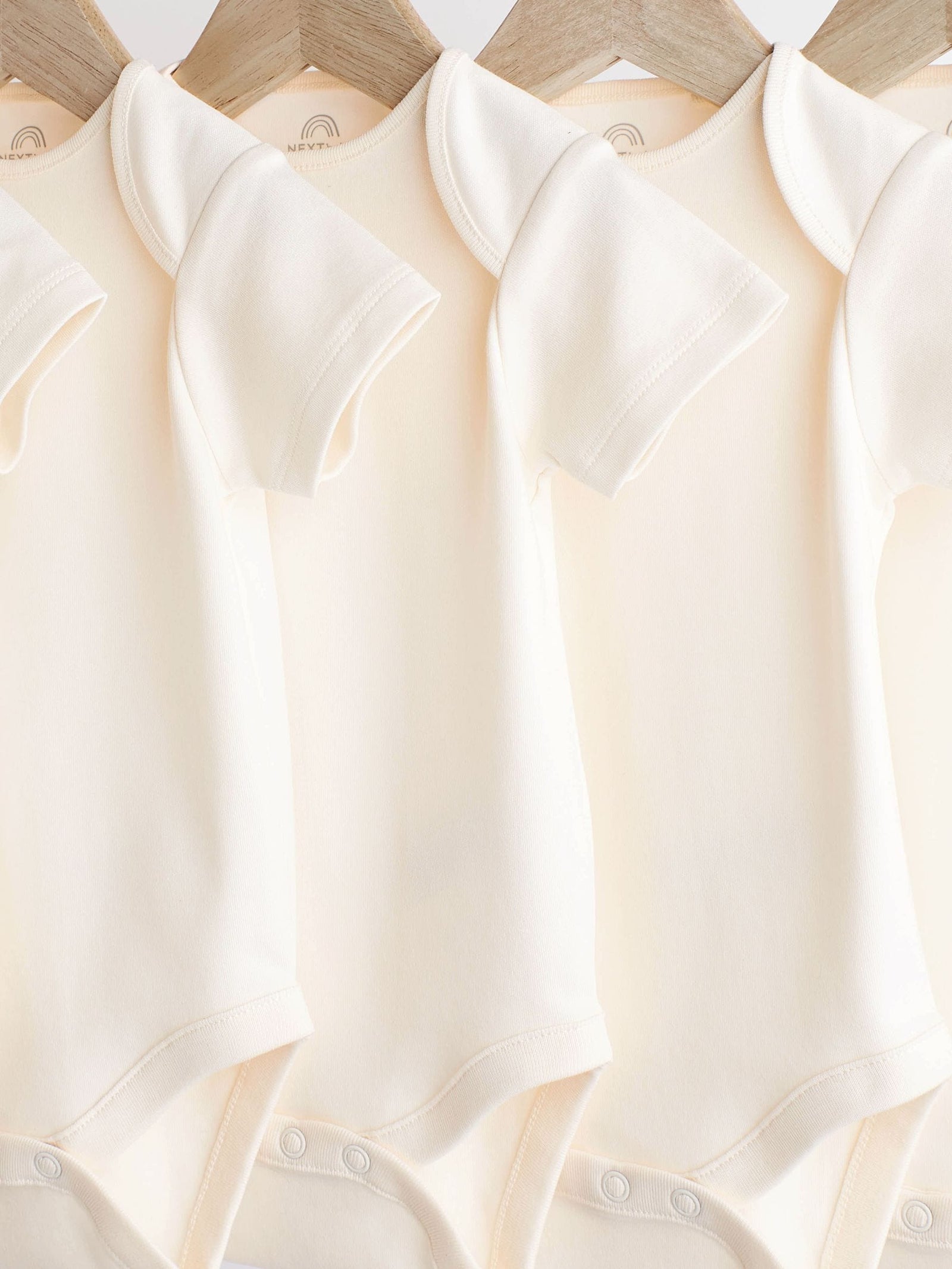 Cream Essential Baby Short Sleeve Bodysuits 5 Pack