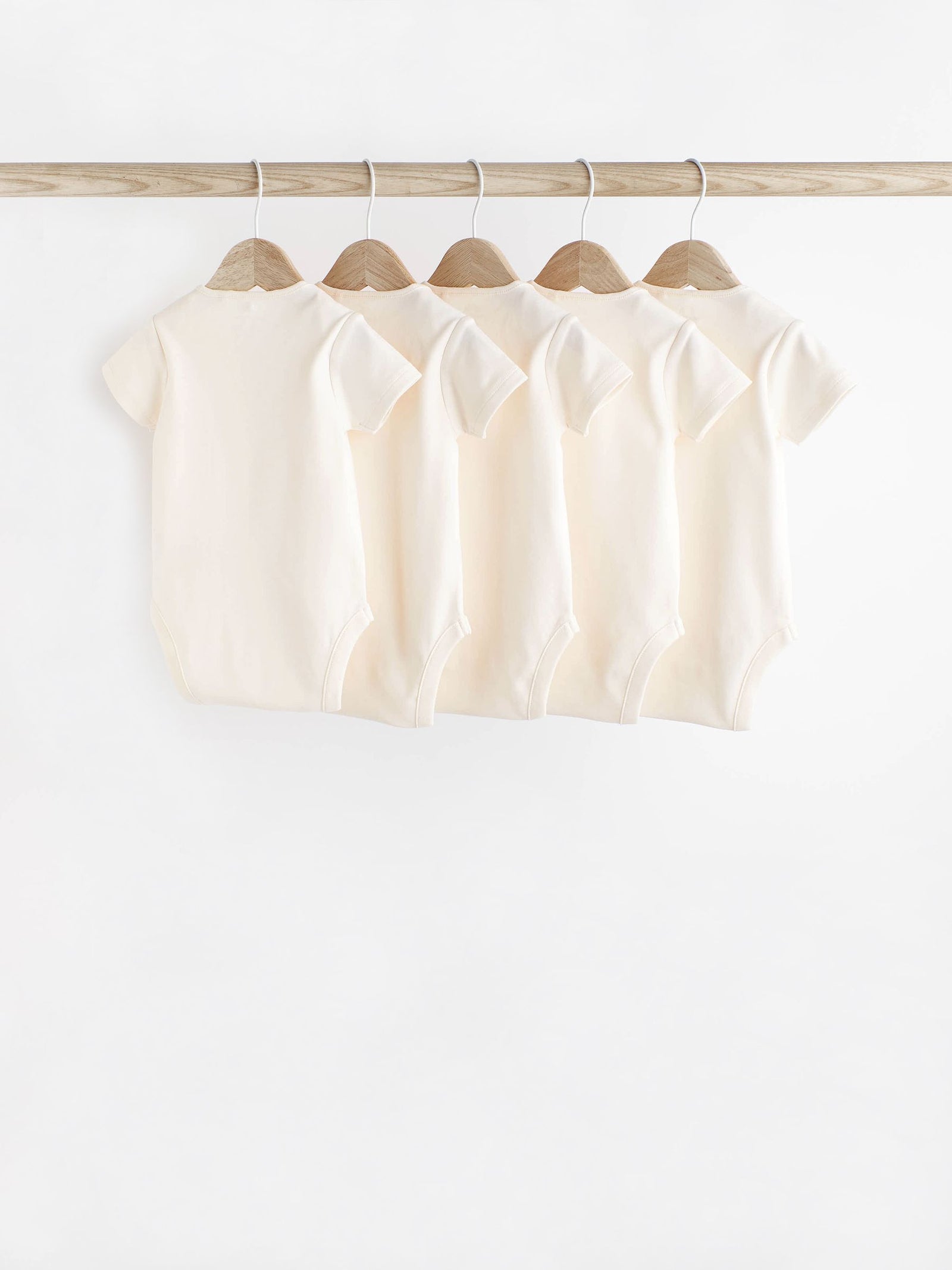 Cream Essential Baby Short Sleeve Bodysuits 5 Pack