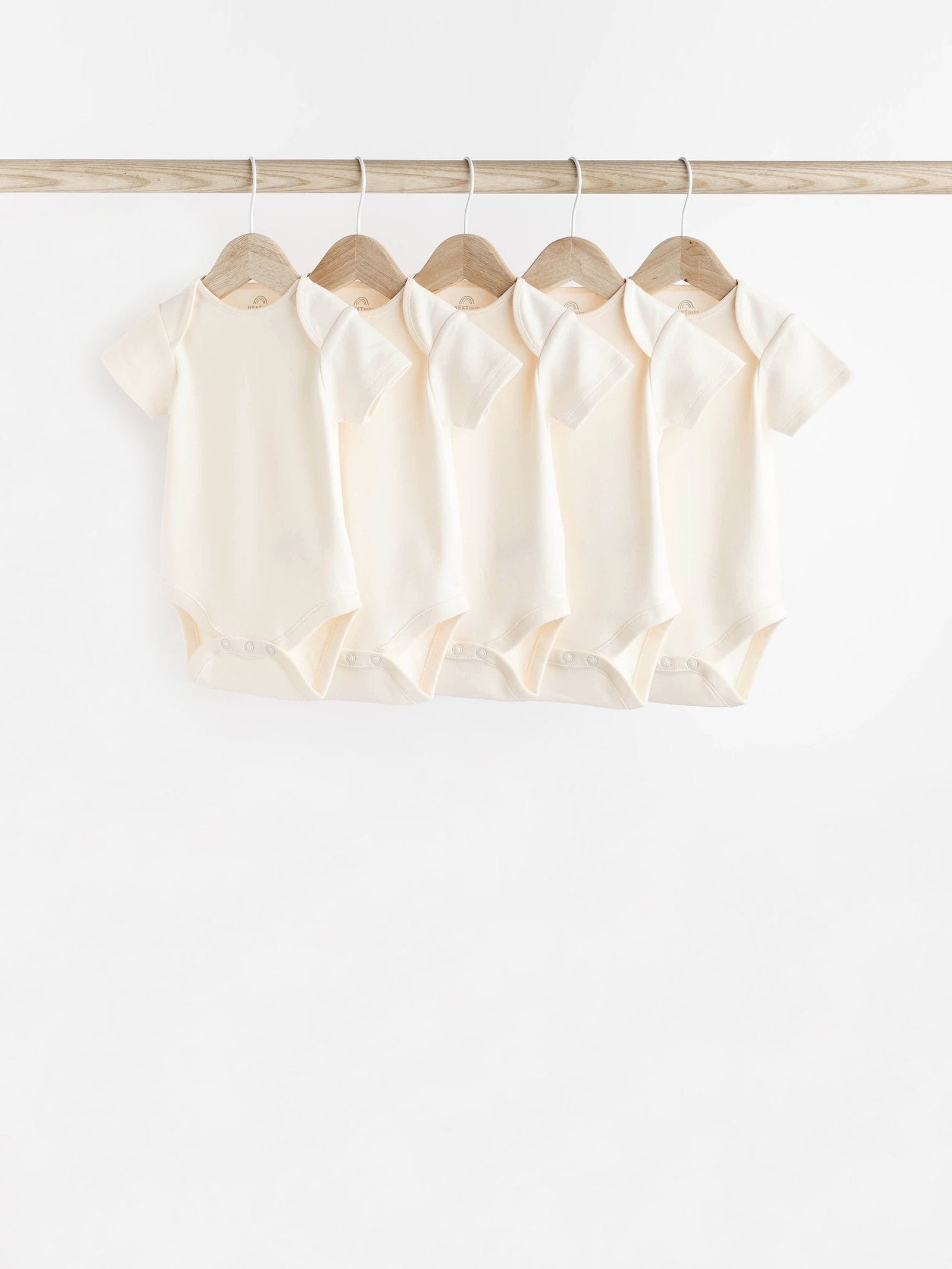 Cream Essential Baby Short Sleeve Bodysuits 5 Pack