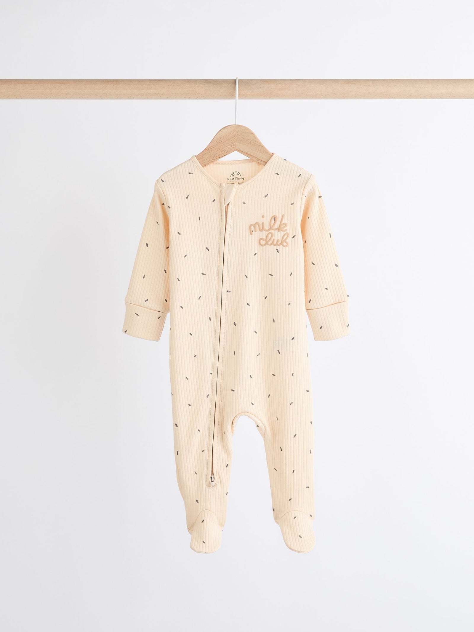 Neutral Milk Club Baby Two Way Zip 100% Cotton Sleepsuits 3 Pack (0mths-2yrs)