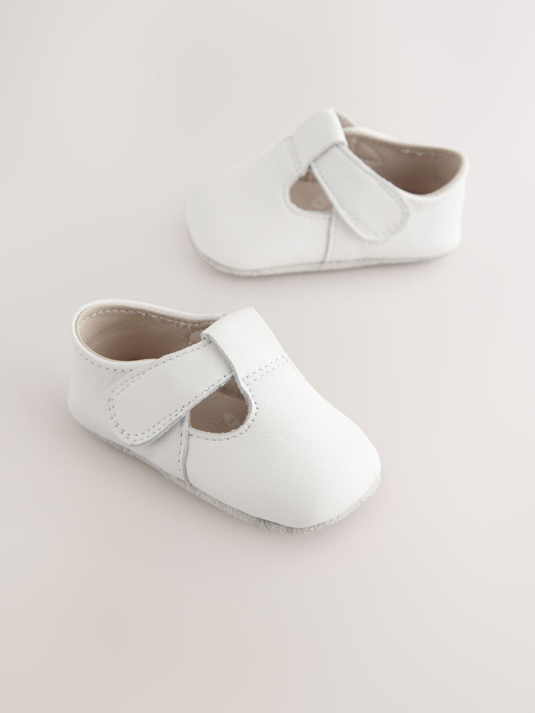 White Leather Baby T-Bar Shoes (0-24mths)
