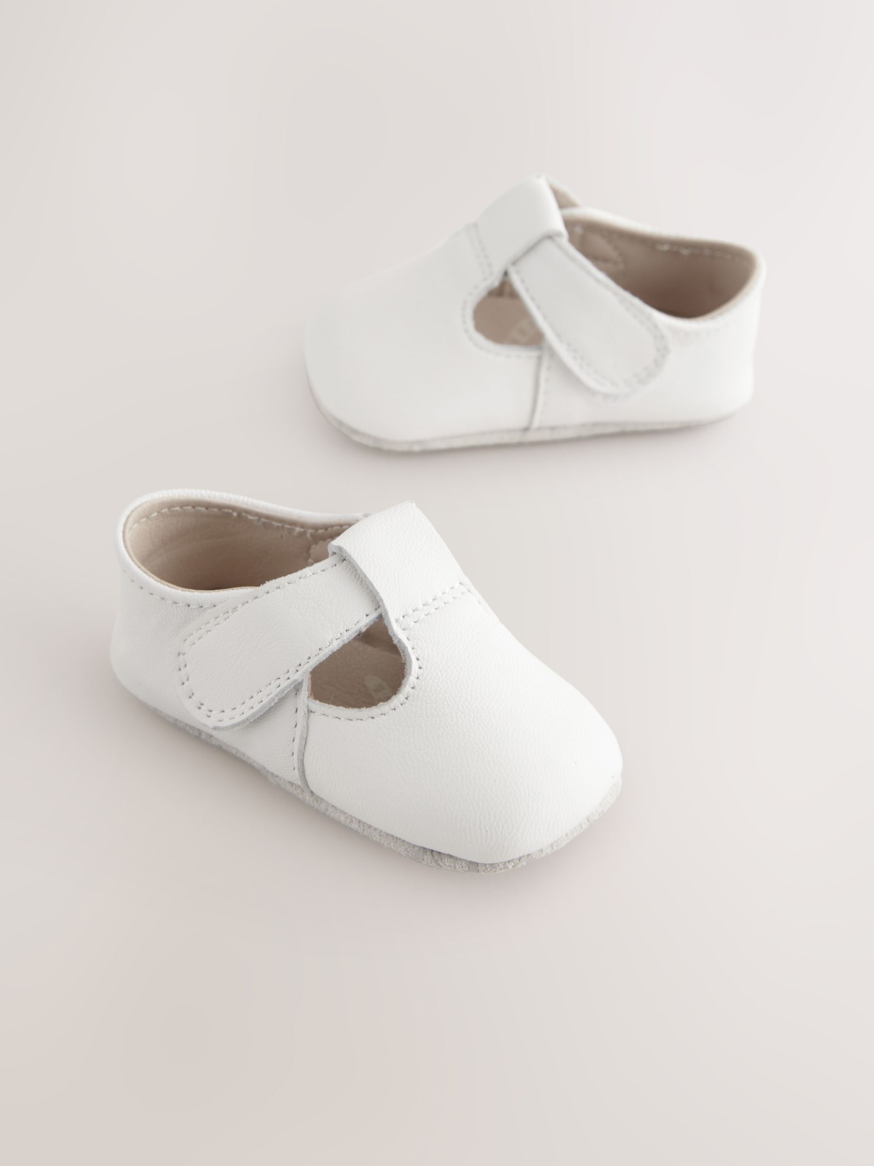 White Leather Baby T-Bar Shoes (0-24mths)