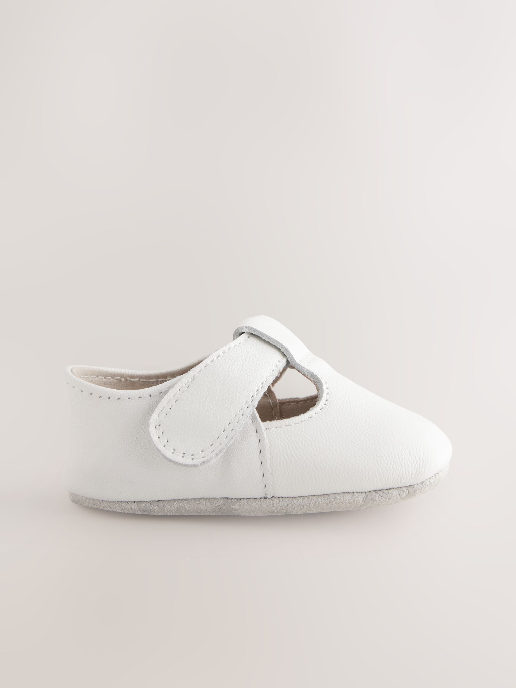White Leather Baby T-Bar Shoes (0-24mths)