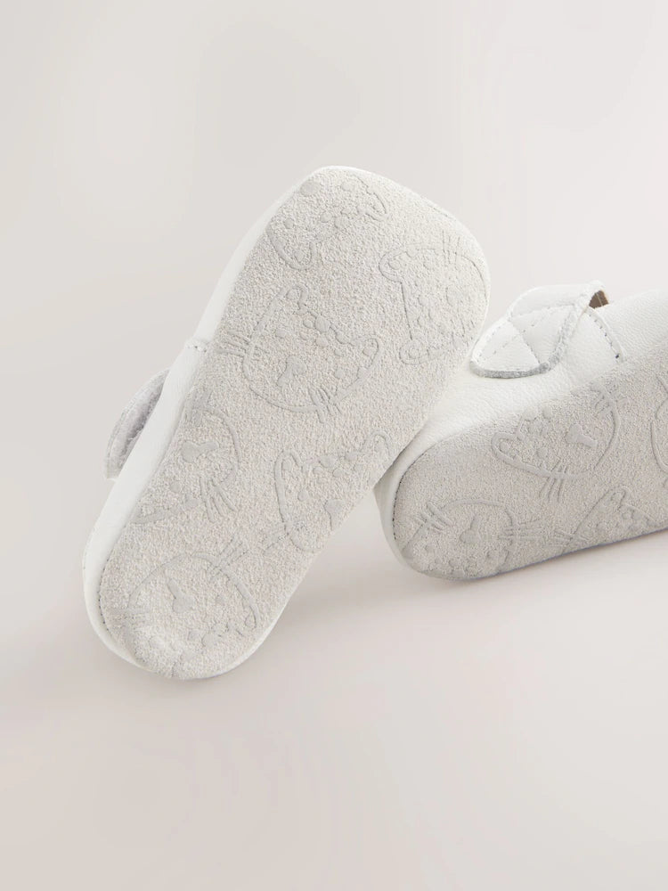 White Leather Baby T-Bar Shoes (0-24mths)