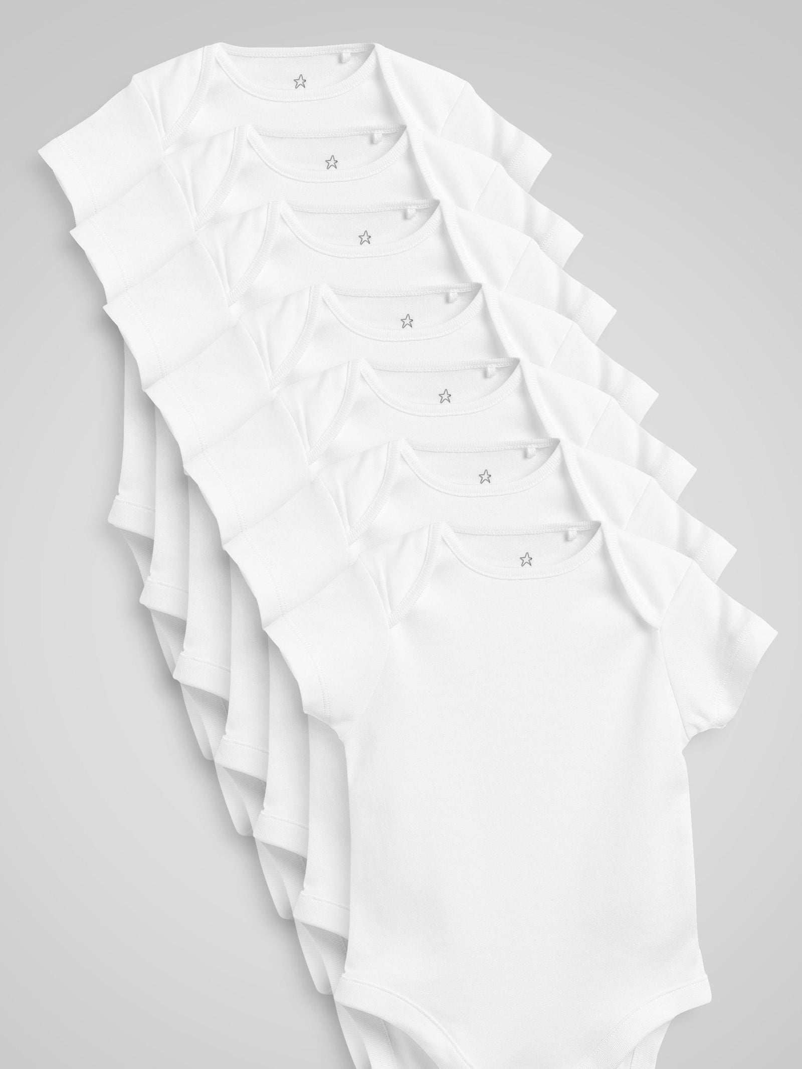 White Essential 7 Pack Baby Short Sleeve Bodysuits